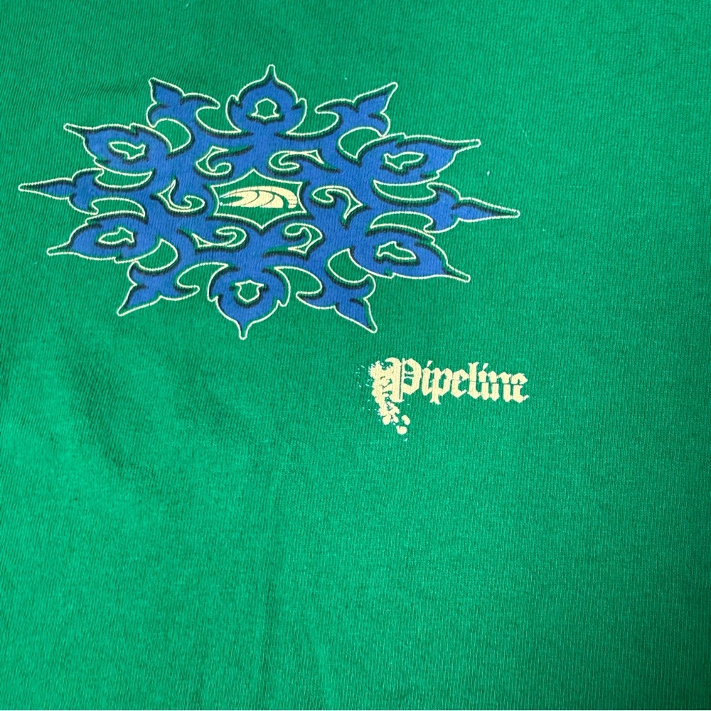 Pacifica Green Short Sleeve Tee with Blue Graphic and Yellow Logo - Picture 3 of 6